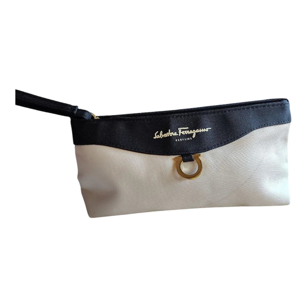 Salvatore Ferragamo Black and Cream Clutch